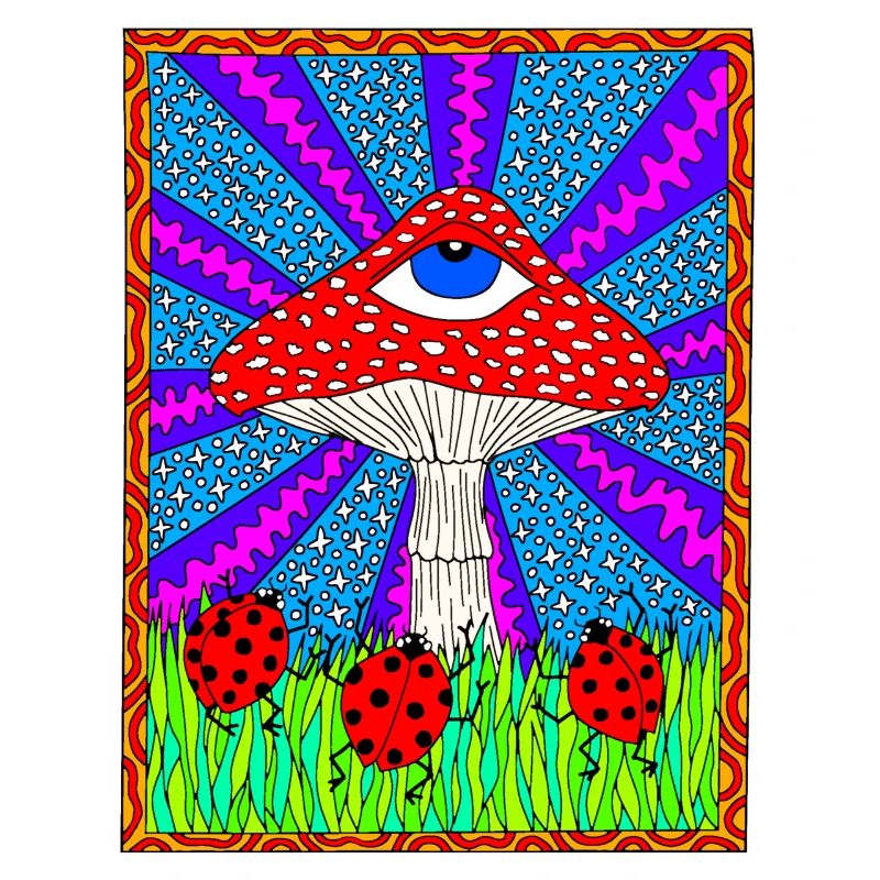 Hippie Magic Toadstool Retro Psychedelic
