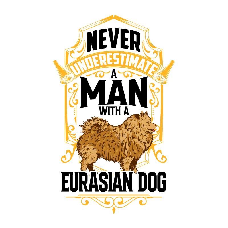 Mann mit Eurasier Eurasian Spitz