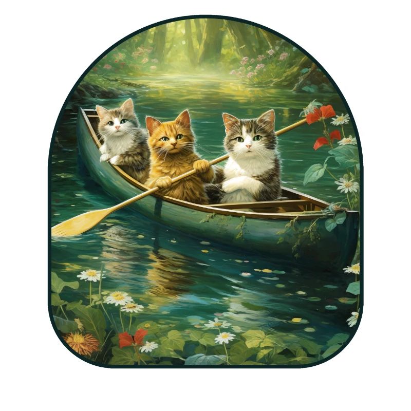 Balade en canoë chats pataugeant dans un champignon