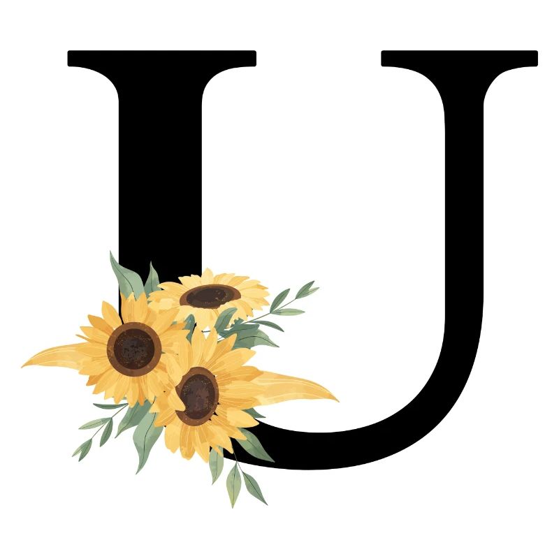 Buchstabe u blumige Sonnenblume