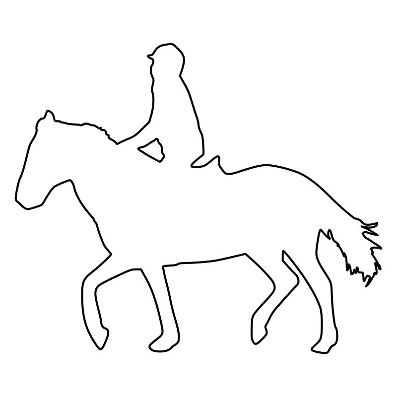 Pferd mit Reiterin im Trab Minimalistisch Oneline