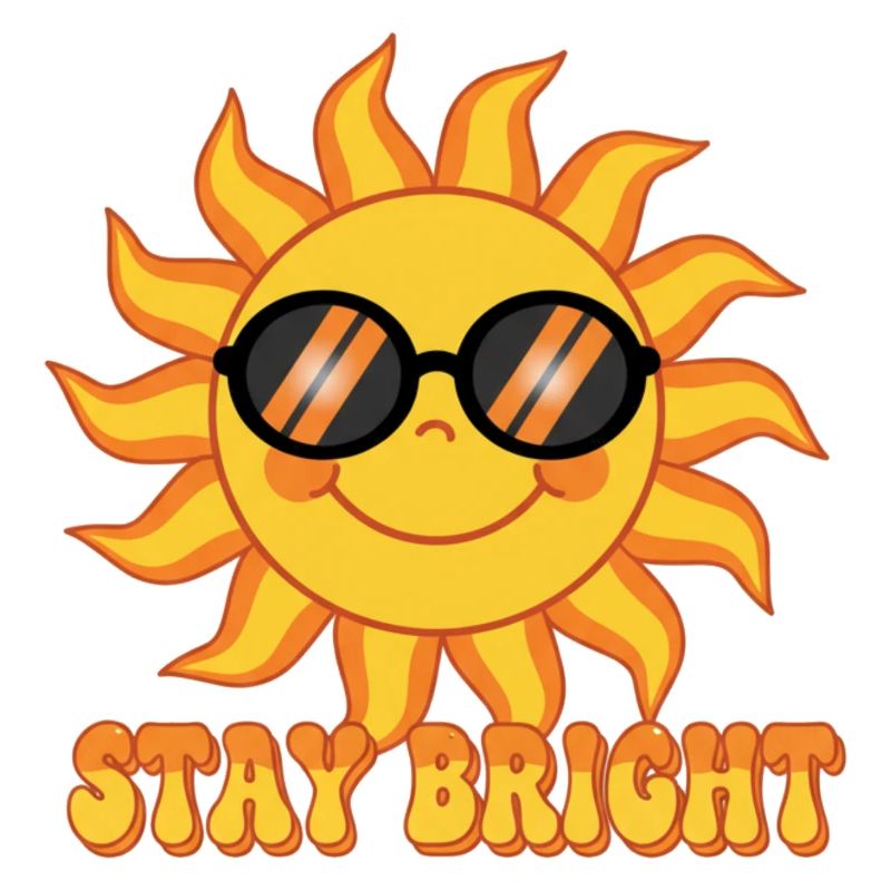 Stay Bright Retro Groovy Smiling Sun Design