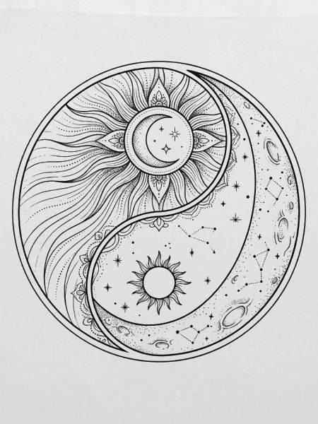 Celestial Yin Yang Sonne Mond Sternbilder