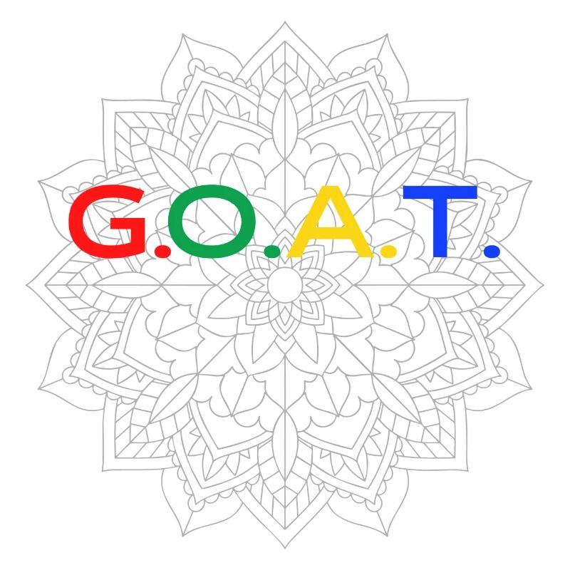 Conception de lettrage G.O.A.T (coloré)