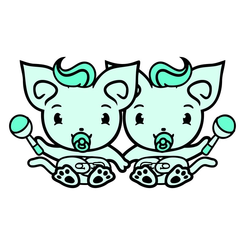 2 pacifiers cats Two baby siblings twins