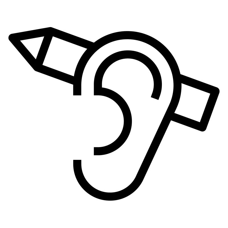 Bleistift hinter Ohr. Idee Symbol
