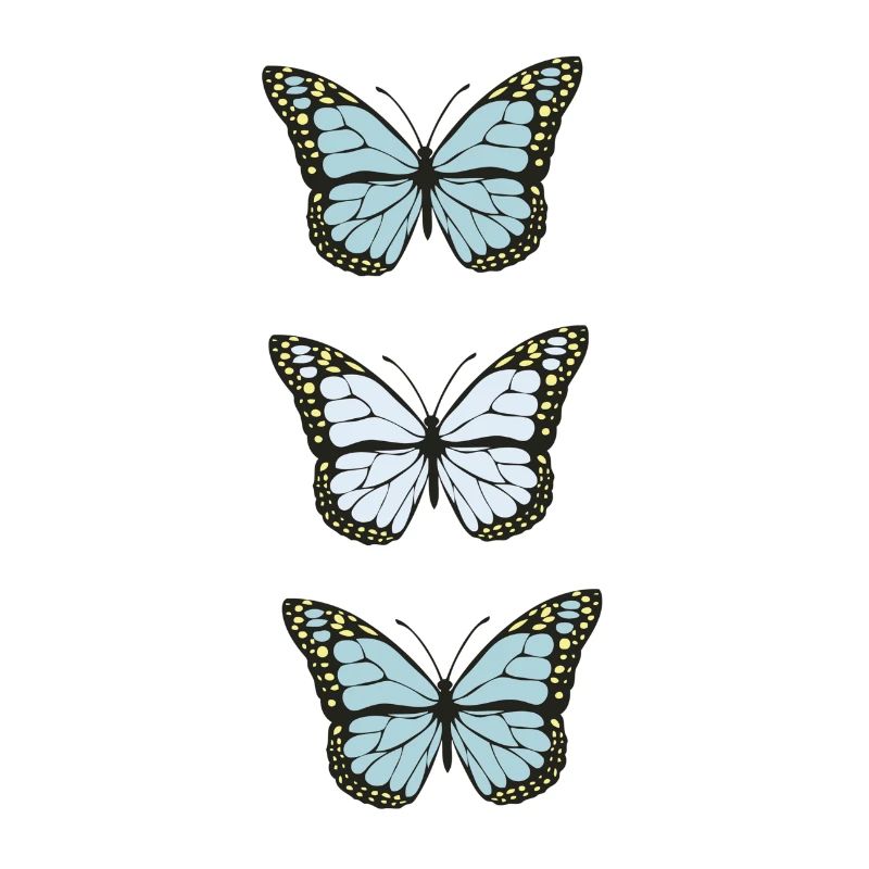 Trois Papillons Monarques Bleus
