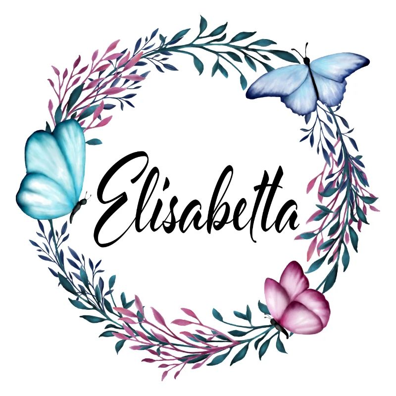 Elisabetta, Name, Schriftzug, Blumenkranz Geschenk