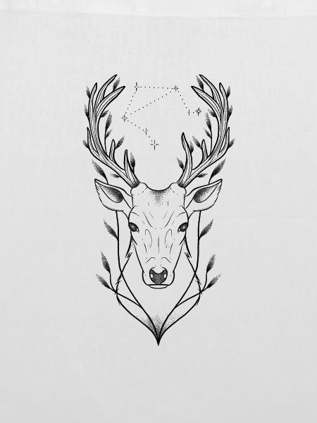 Hirsch-Dotwork und Astro-Zeichen Waage