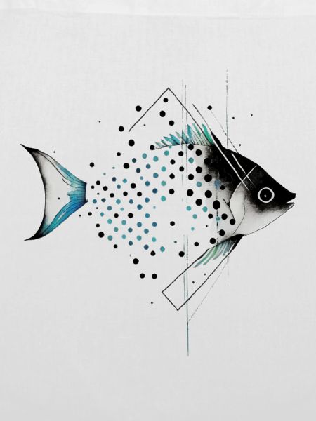 Geometrischer Fisch mit Blaustich