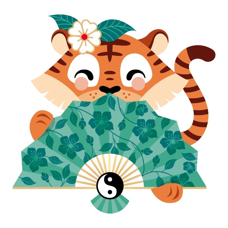 Tiger mit Fächer