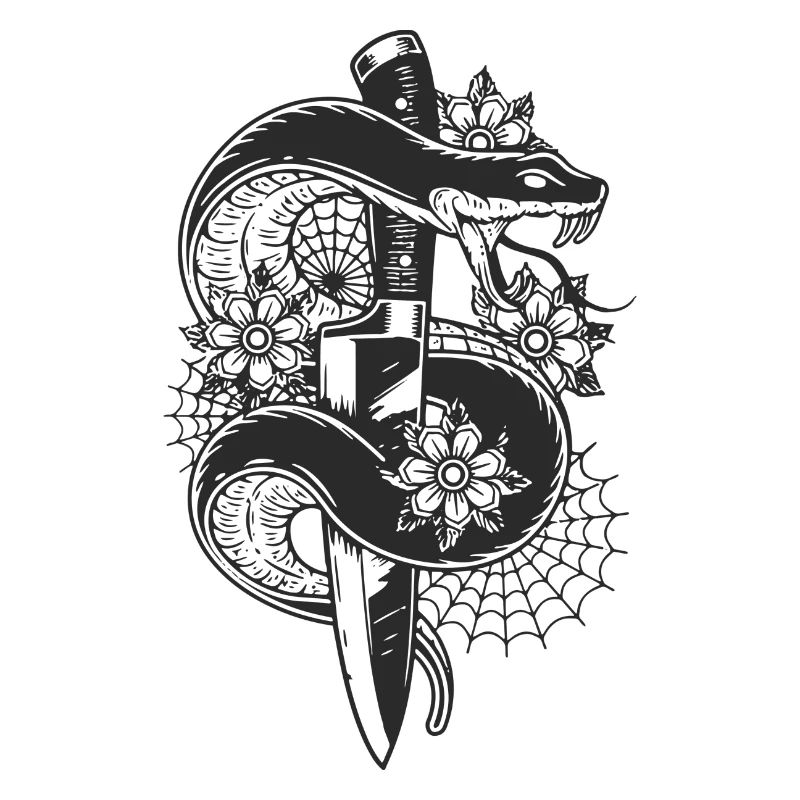 aggressive snake with knife