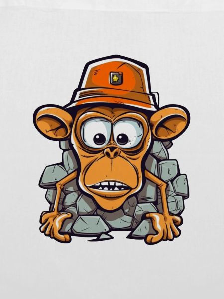 Entzückender Affe mit Bauhelm