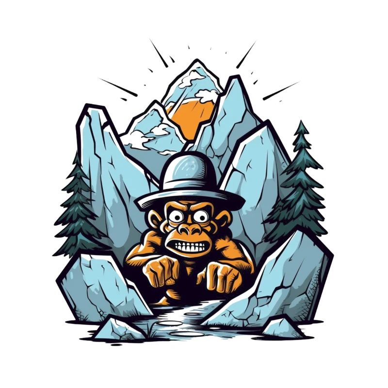 Abstract mountain gorilla with hat