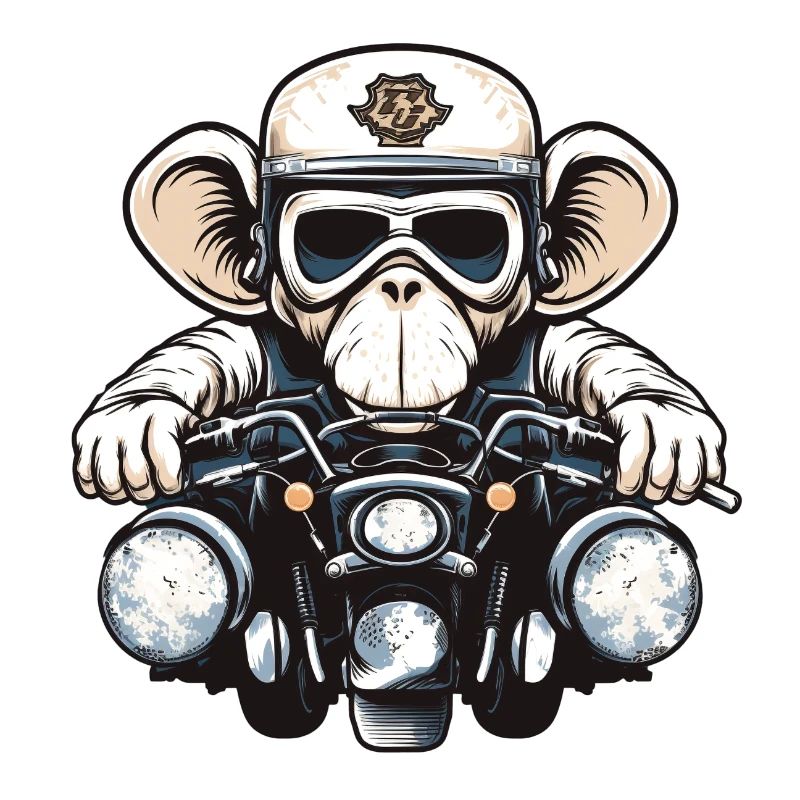 Affe auf Motorrad