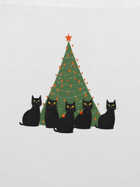 5 cats under christmastree