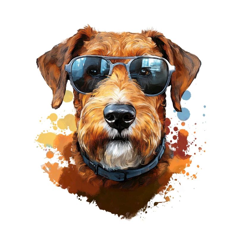 Airedale Terrier avec lunettes de soleil