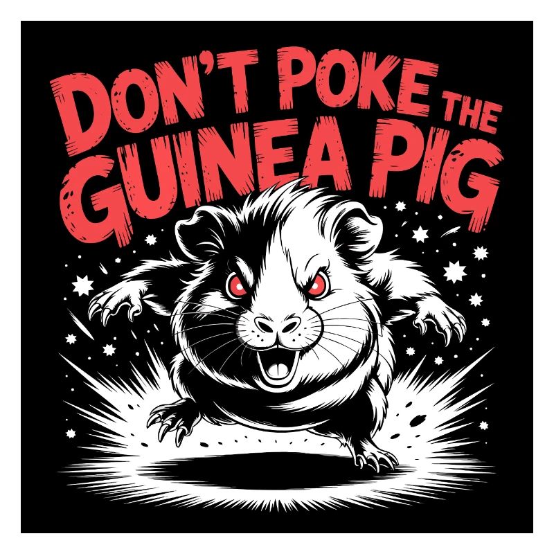 Evil guinea pig with bite saying design