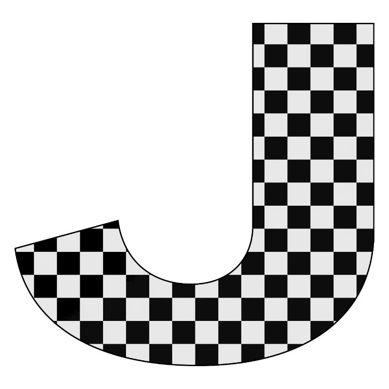 Checkerboard Pattern Letter J Design