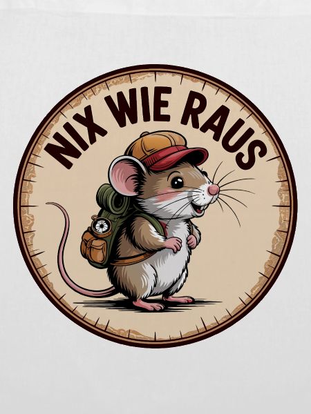 Abenteuermaus mit Rucksack und Hut