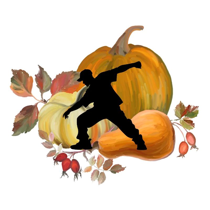 Dynamic Dancer in Autumn Pumpkin Scene Art