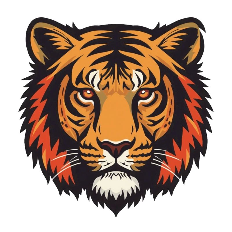 Expressive tiger head impression
