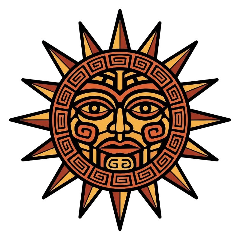 Aztekisches Sonnengesicht Geometrisches Emblem