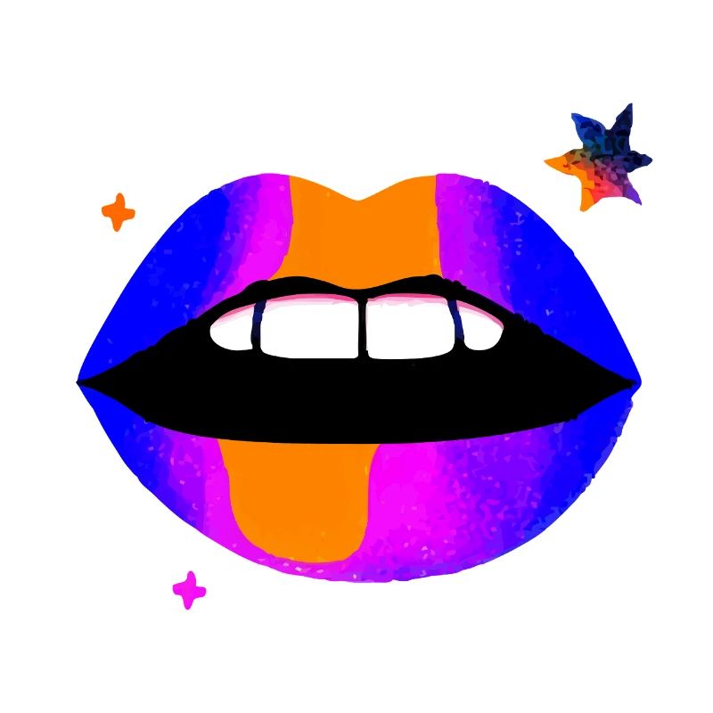 Neon Regenbogen Lippen