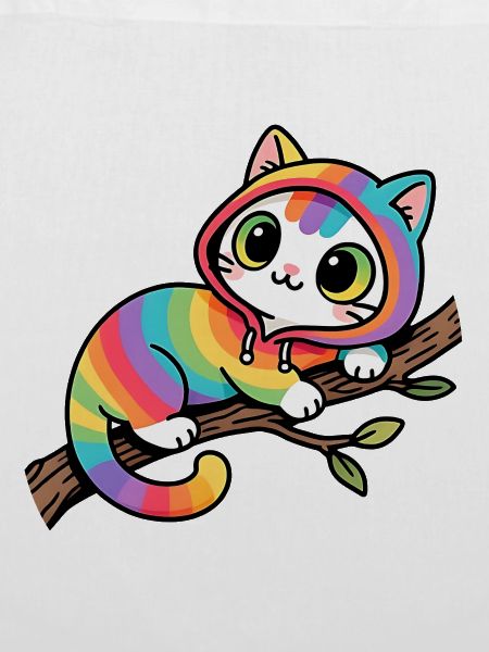 Regenbogen Katze Hoodie am Ast