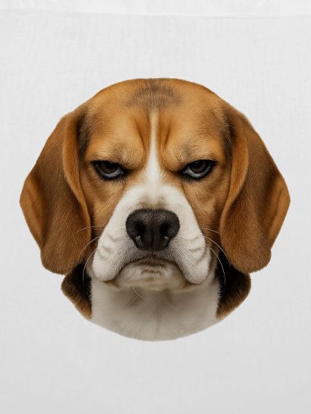 Beagle-Porträt mit ernster Mimik