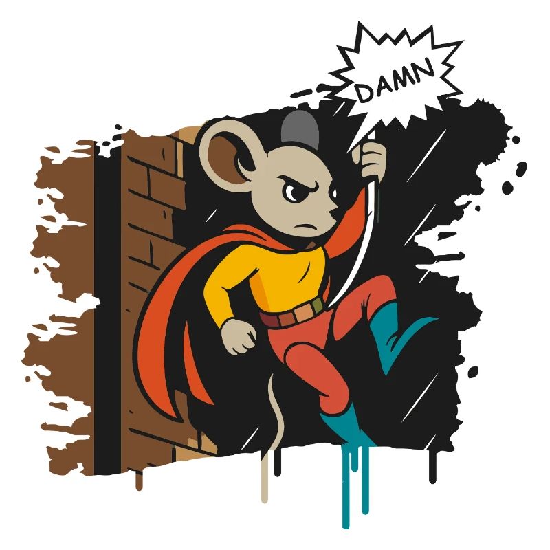 Superhelden Maus am Seil Comic Cartoon