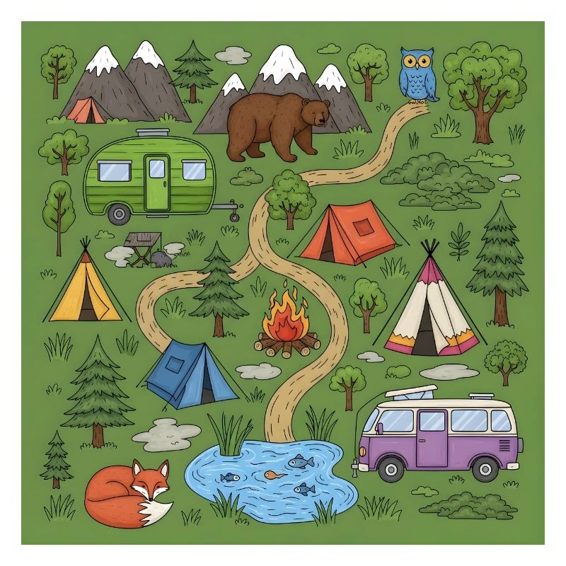 Waldcamping Abenteuer Illustration