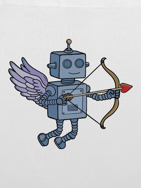 Niedlicher Steampunk-Roboter-Amor mit Herzpfeil