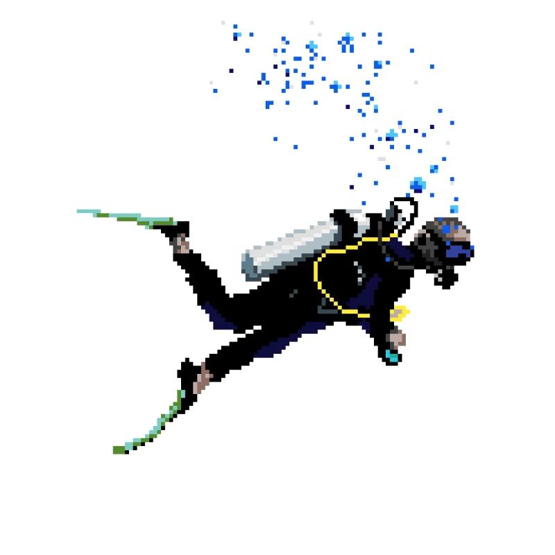 Retro Pixel Art Scuba Diver