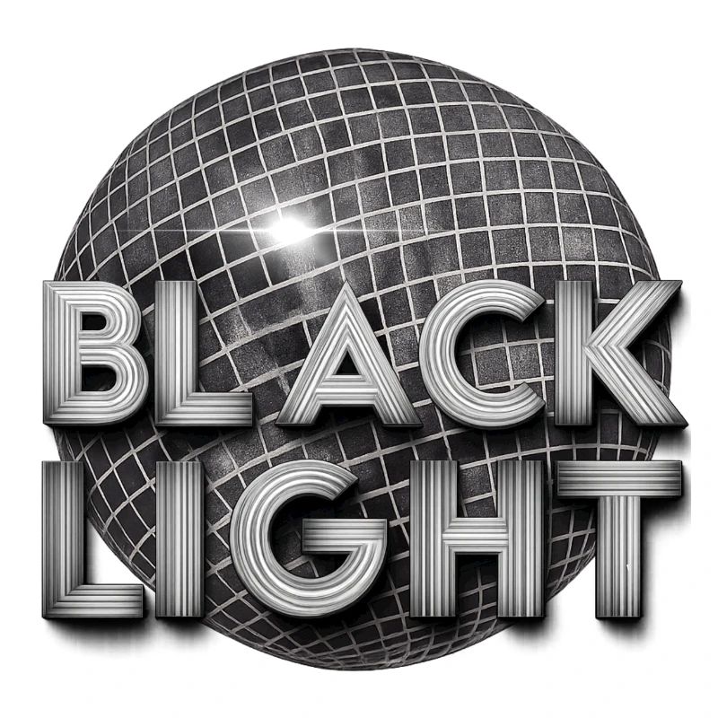 Black Light Discokugel Metallschrift