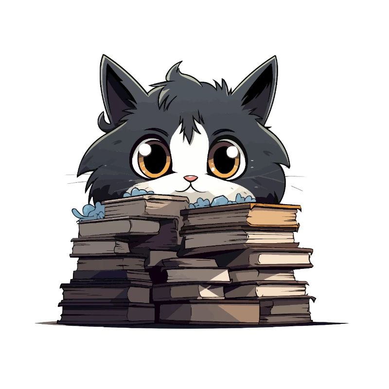 Kätzchen über Bücherstapel