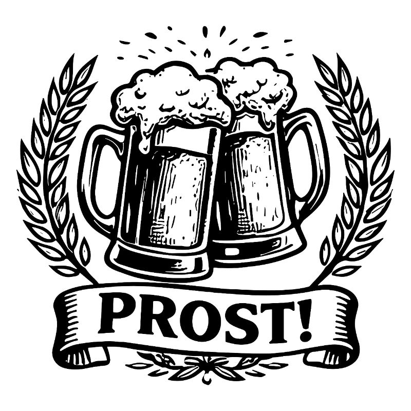 Prost Bierkrüge Lorbeerkranz