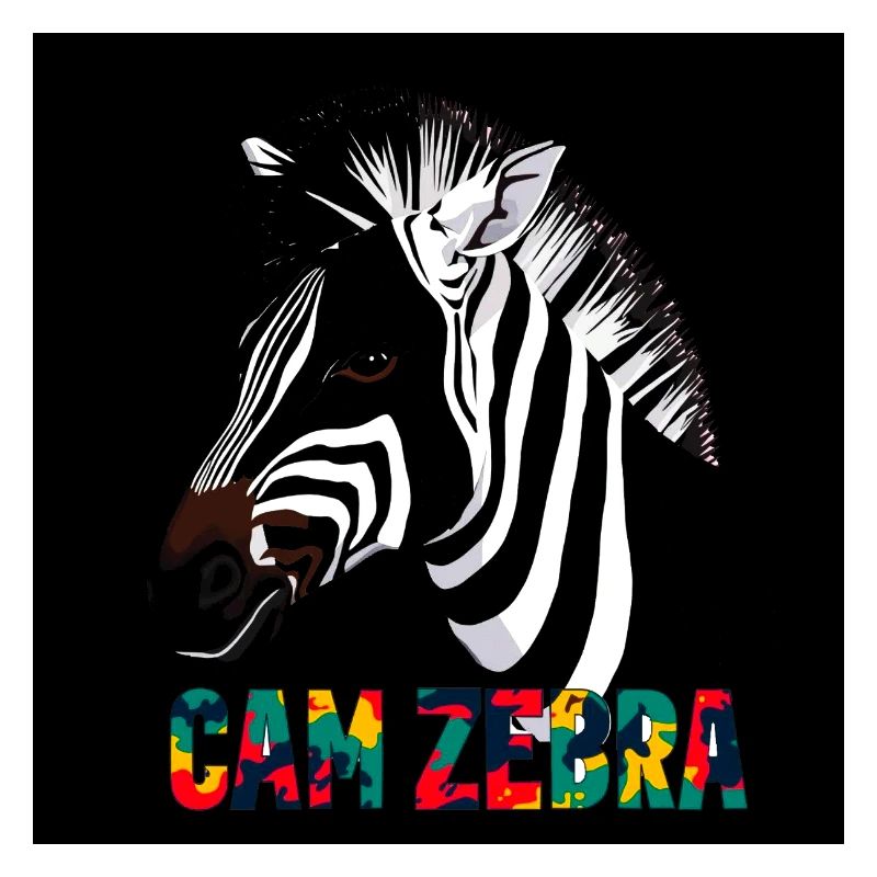 Silhouette de zèbre avec texte coloré CANZEBRA
