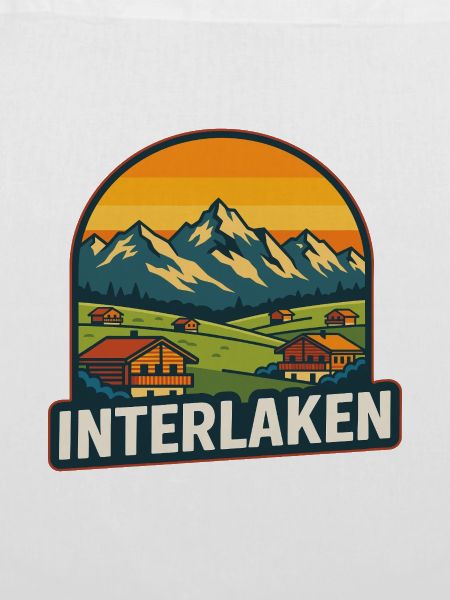 Interlaken Schweiz Retro Sonnenuntergangs-Bergkunst