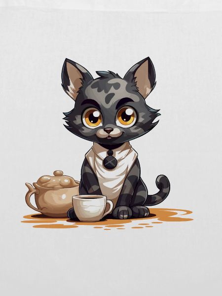Kaffeezeit Katze mit Teekanne