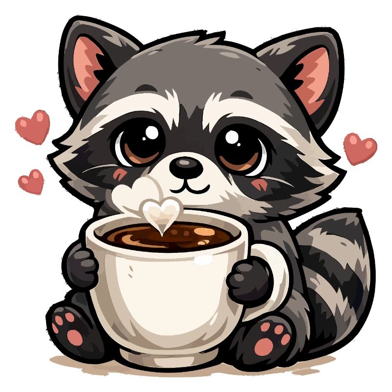 Kuschelraccoon Kaffee Herzchen