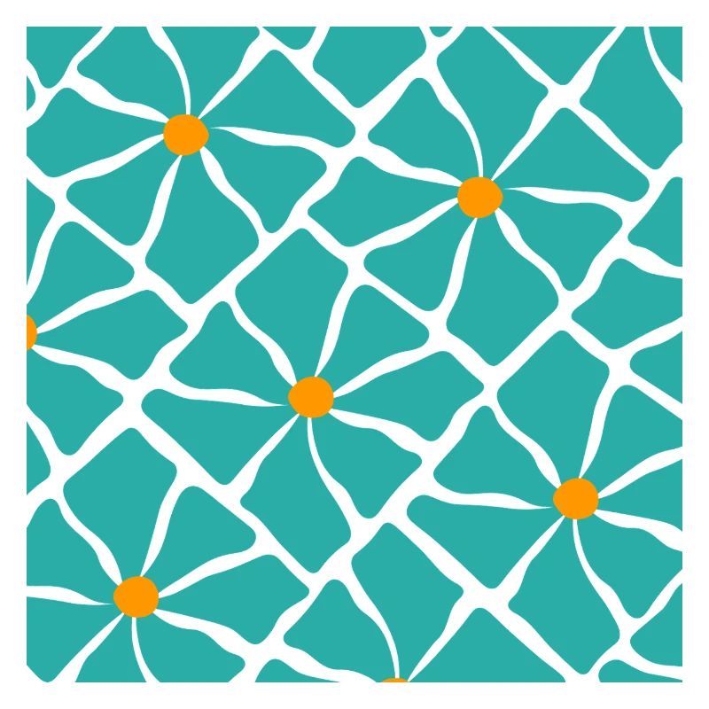 Turquoise Blossoms Mosaic Pattern