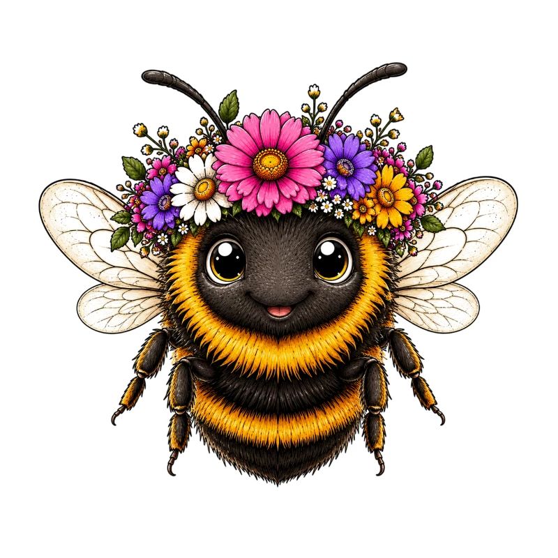 Biene mit Blumenschmuck
