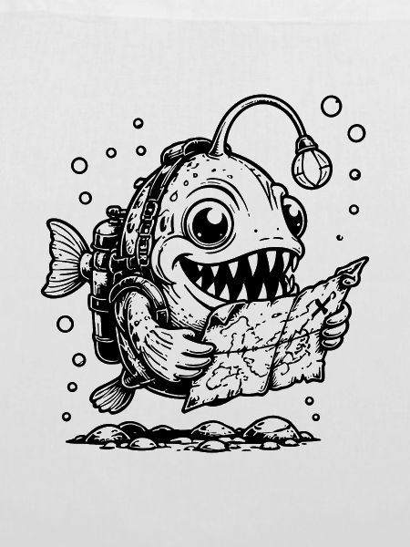 Monsterfisch Anglerfisch mit Schatzkarte 