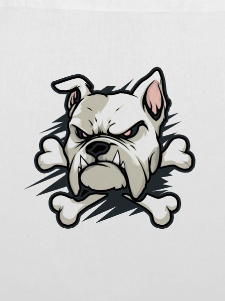 Wütende Bulldogge mit Knochen