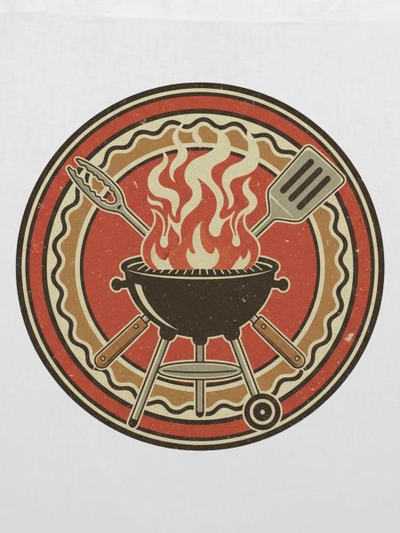 Retro BBQ Grill Flammen Badge