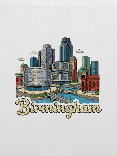 Birmingham Canal Skyline Retro Handgezeichnetes Abzeichen