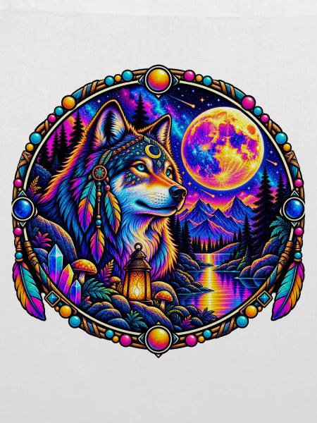 Kosmischer Wolf im Mondlicht