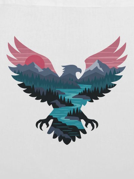 Adler über Neonlandschaft