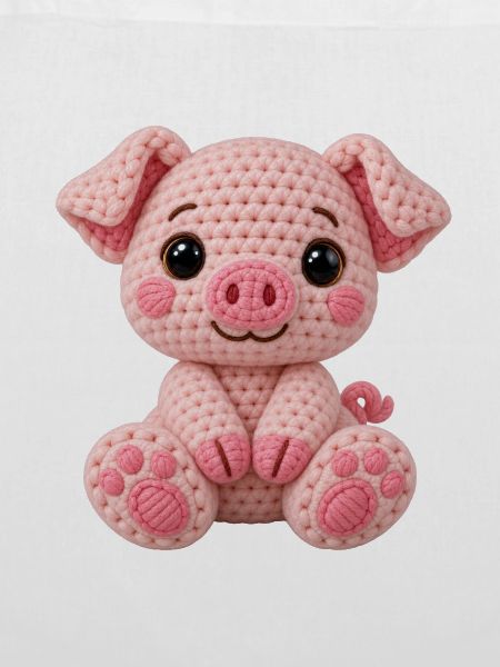 Häkelkuschel Schwein Rosa
